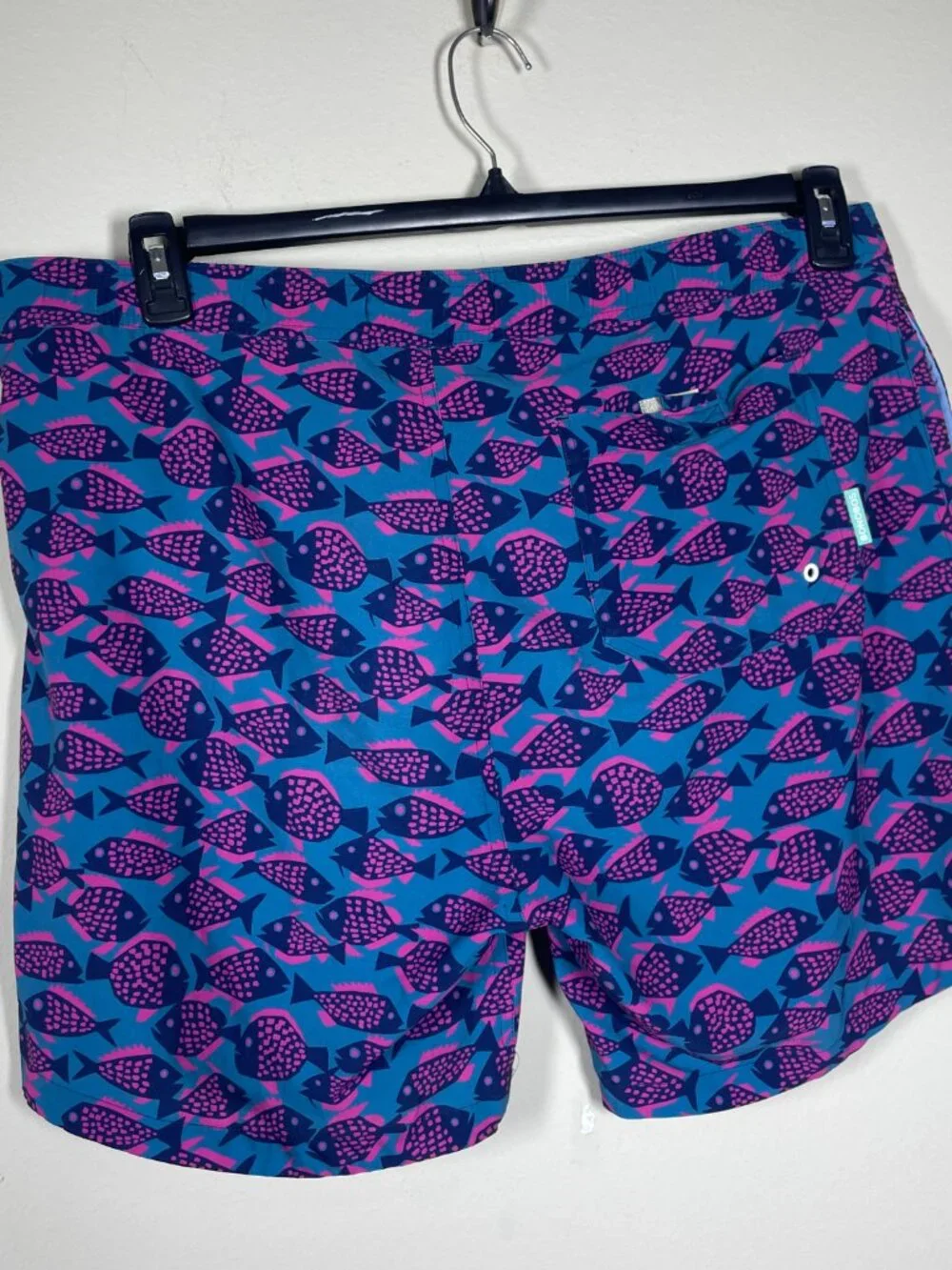 Bonobos Men's Fish Pattern Swim Trunks Large Blue Pink Beach Surf!